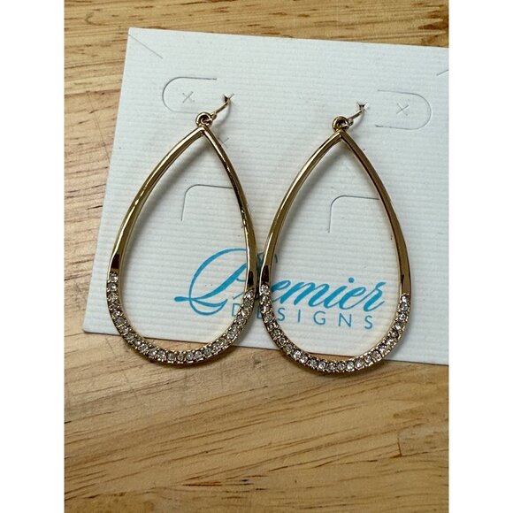 Premier Designs Gold-Tone Teardrop Earrings With Rhinestone Accents - Picture 5 of 6